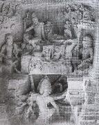 unknow artist Shiva and Parvati on Kailasa Kailasa-whine-peel on Ellora oil on canvas